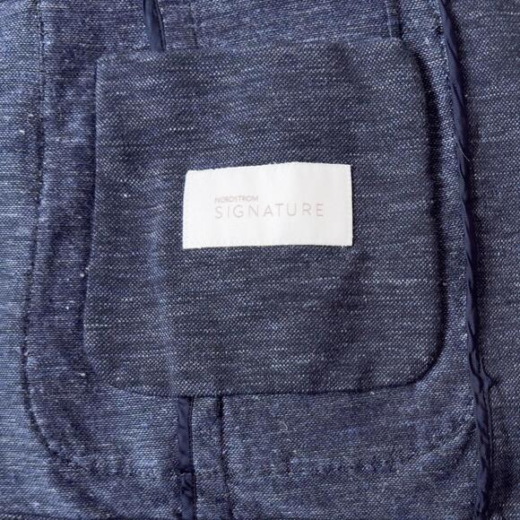 Unstructured Linen Jersey Sport Coat, Navy Blue Melange - Size 40R - Picture 8 of 9